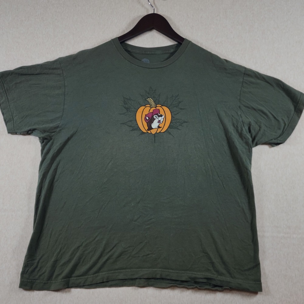 Buc-ee's Thanksgiving Pumpkin Beaver T Shirt XL Cotton Olive Green Fall Gorpcore